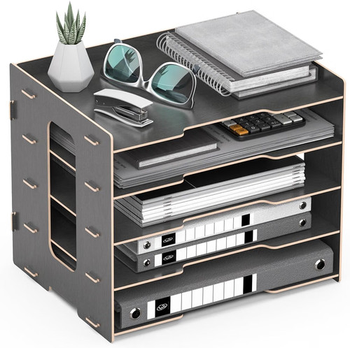 Wooden desk organiser tray - wooden,