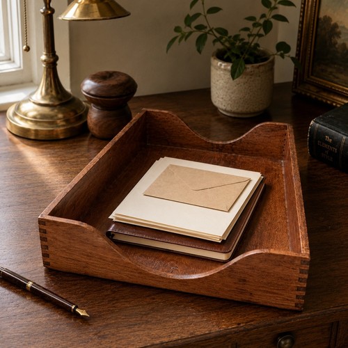 Vintage solid wood desk letter - solid,