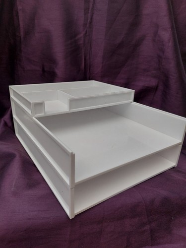 White stackable desk - stackable, organiser