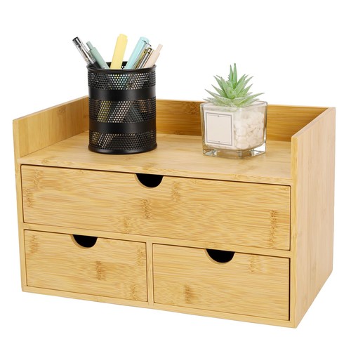Bamboo desk organizer with - desk,